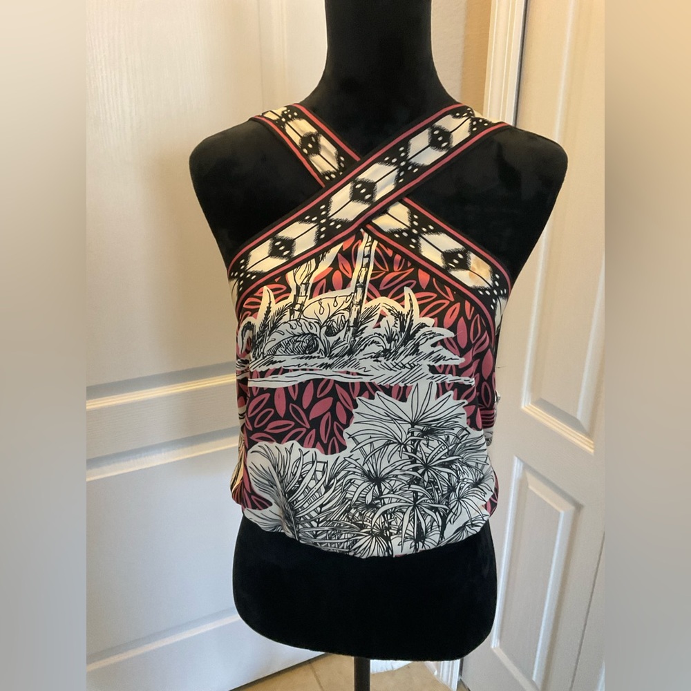 Rachel Zoe Red and Black Sleeveless Halter Top